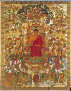 Bordado que ilustra a Sakyamuni predicando de Unknown